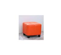 DOCOXA Ottoman Square Foot Stool Oil Wax Leather Footstool Soft Footstool Shoe Change Stool Anti-Slip Footstool Easy to Clean Footstool, Fashion Orange- 30 * 30 * 35cm