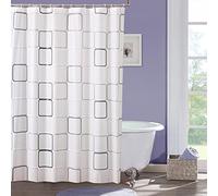 DOCPPE Modern Shower Curtain Black And White Geometry 3D Waterproof Curtains Translucent Extra Long Bath Curtain Waterproof Toilet Door Curtain 110x220cm(43X87inch)