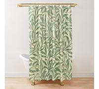 DOCPPE William Morris Shower Curtain,Green Shower Curtain Set for Bathroom Heavy Weight Fabric Decorative Bath Curtain Washable Curtain with 12 hooks 90x200cm(35X79inch)