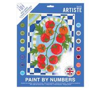 Docrafts Ariste Large Paint by Numbers, Tomatoes, Summer Craft, 395x295mm Board 14 Acrylic Colour Paint 3 Size Brush Set, Adults Craft, Hobbies Craft, Number Coded Design, Personalised Art