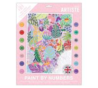 DOCRAFTS ARTISTE Large Paint by Numbers, Abstract Floral, Summer Craft, 395x295mm Board 14 Acrylic Colour Paint 3 Size Brush Set, Adults Craft, Hobbies Craft, Number Coded Design, Personalised Art