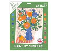 DOCRAFTS ARTISTE Large Paint by Numbers, Floral Still Life, Summer Craft, 395x295mm Board 14 Acrylic Colour Paint 3 Size Brush Set, Adults Craft, Hobbies Craft, Number Coded Design, Personalised Art