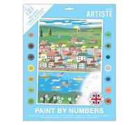 DOCRAFTS ARTISTE Large Paint by Numbers, Harbour Life, Summer Craft, 395x295mm Board 14 Acrylic Colour Paint 3 Size Brush Set, Adults Craft, Hobbies Craft, Number Coded Design, Personalised Art