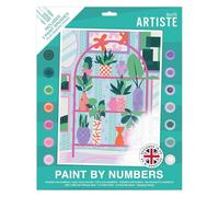 DOCRAFTS ARTISTE Large Paint by Numbers, House Plants, Summer Craft, 395x295mm Board 14 Acrylic Colour Paint 3 Size Brush Set, Adults Craft, Hobbies Craft, Number Coded Design, Personalised Art