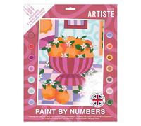DOCRAFTS ARTISTE Large Paint by Numbers, Oranges, Summer Craft, 395x295mm Board 14 Acrylic Colour Paint 3 Size Brush Set, Adults Craft, Hobbies Craft, Number Coded Design, Personalised Art