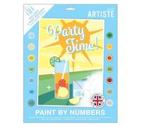 DOCRAFTS ARTISTE Large Paint by Numbers, Party Time, Summer Craft, 395x295mm Board 14 Acrylic Colour Paint 3 Size Brush Set, Adults Craft, Hobbies Craft, Number Coded Design, Personalised Art