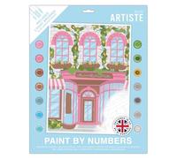 DOCRAFTS ARTISTE Large Paint by Numbers, Shop Front, Summer Craft, 395x295mm Board 14 Acrylic Colour Paint 3 Size Brush Set, Adults Craft, Hobbies Craft, Number Coded Design, Personalised Art