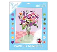 DOCRAFTS ARTISTE Large Paint by Numbers, Vase of Flowers, Summer Painting Craft, 395x295mm Board 14 Acrylic Colour Paint 3 Size Brush Set, Adults, Hobbies Craft, Number Coded Design, Personalised Art