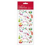 docrafts, Create Christmas Foil Stickers, Unicorn Rainbows, Multicoloured, Single Sheet, Christmas Stickers for Kids and Adults, Labels for Card Making, Craft, Kids Sticker Book, Scrapbook Stickers