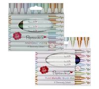 Docrafts Papermaina, Twin Pack Of 8 Shimmery Coloured Bullet Tip & Brush Tip Metallic Pens, Dries With Metallic Finish For Doodling, Borders, Patterns, Craft Projects