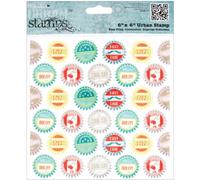 docrafts Papermania Happy Days Cling Urban Stamps, 6-Inch by 6-Inch, Bottle Caps