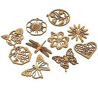 docrafts Wooden Shapes - Florals, Butterflies & Dragonflies (Pack of 10),3.95x8.2109x12.51 cm
