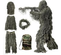 DoCred 5 in 1 Ghillie Suit, 3D Camouflage Hunting Apparel w/Jacket, Pants, Hood, Carry Bag for Adults/Youth, S/M/L/XL/XXL