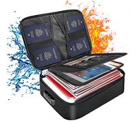 DocSafe Document Storage Case with Lock, 3-Layer, Fireproof, Water-Resistant Zipper,Document Safe Portable Travel Home Organizer Bag for Laptop,File, Certificates,Gifts for Him,Black