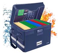 DocSafe File Box Fireproof Document Box with Lock,File Storage Organizer Box with Insert Pocket,Collapsible Portable File Box Home Office File Cabinet with Handle for Hanging Letter/Legal Folder,Blue