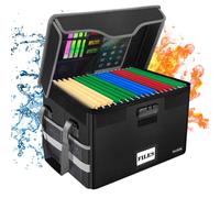 DocSafe File Box Fireproof Document Box with Lock,File Storage Organizer Box with Mesh Pockets,Collapsible Portable File Box Home Office File Cabinet with Handle for Hanging Letter/Legal Folder,Black