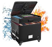 DocSafe File Box with Lock, Multi-Layer Fireproof Document Box with Wheels,Collapsible Rolling File Storage Organizer Box with Pockets,Large Portable Home Office Filing Cabinet for Hanging Folders