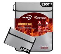 DocSafe Fireproof Document Bag (5200℉) with Fireproof Organizer Travel Case,Heat Insulated Fire＆Water Resistant 8 Layers Safe Money Bag Storage for Important Documents,Cash,Power Bank,Valuables,Gray