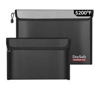 DocSafe Fireproof Document Bag Set for A4 Files,Heat Insulated & Waterproof | 5200°F,Money Wallet for Cash,Receipts,Passport and Valuables,Safe Pouch for Home Office Travel Emergency,13.6''×10.2'', 2 Pcs