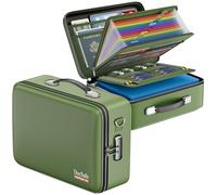 DocSafe Fireproof Document Box with Lock, Hard Case File Organizer with Accordion File Folder, Fireproof Water Resistant Safe Box Home Office Travel Storage for Important Documents Laptop Green
