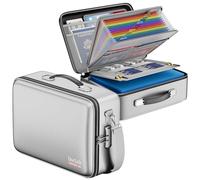 DocSafe Fireproof Document Box with Lock, Hard Case File Organizer with Accordion File Folder, Fireproof Water Resistant Safe Box Home Office Travel Storage for Important Documents Laptop Silver