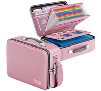 DocSafe Fireproof Document Box with Lock, Hard Case File Organizer with Accordion File Folder, Fireproof Water Resistant Safe Box Home Office Travel Storage for Important Documents Laptop Pink