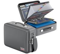 DocSafe Fireproof Document Box with Lock＆Shoulder Strap,Hard Case File Organizer with Accordion File Folder,Multi-Layer Portable Home Office Travel Safe Storage for Important Documents Laptop Gray