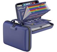 DocSafe Fireproof File Organizer with Lock, Hard-Shell Case Fireproof Document Box with 13 Pocket Accordion File Folder, Portable Home Office Travel Safe Storage for Important Documents Laptop Blue