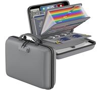 DocSafe Fireproof File Organizer with Lock, Hard-Shell Case Fireproof Document Box with 13 Pocket Accordion File Folder, Portable Home Office Travel Safe Storage for Important Documents Laptop Gray