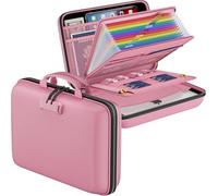DocSafe Fireproof File Organizer with Lock, Hard-Shell Case Fireproof Document Box with 13 Pocket Accordion File Folder, Portable Home Office Travel Safe Storage for Important Documents Laptop Pink