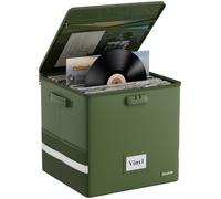DocSafe Fireproof Record Storage Box Vinyl Record Case with Lock, Green, 33 x 33 x 33cm, Modern