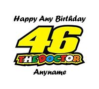 Doctor 46 Valentino Rossi Personalised Name Age Happy Birthday A4 Easy-Peel PRE-Cut Edible Icing Sheet Cake Topper Decoration