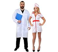Doctor And Nurse Couples Fancy Dress Costumes - Doctors And Nurses Couples Costumes Perfect For Parties And Halloween - Mens: Xlarge Size Lab Coat + Ladies Xlarge Nurse Costume