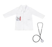 Doctor Costume Set for Unisex Kids Teens Surgeon Role Play Suit Kit Halloween School Events Performance Occupation Uniform Fancy Dress with Lab Coat Stethoscope