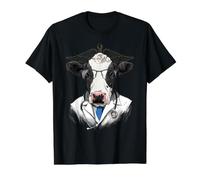 Doctor Cow Heifer Cattle Surgeon Physician Dr MD Farm Animal Value Graphic T-Shirt, Men, Black, S
