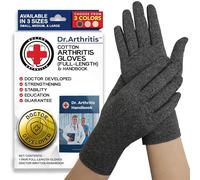 Doctor Developed Arthritis Compression Gloves for Women/Men With Doctor Handbook - Medical Support (L, Grey)