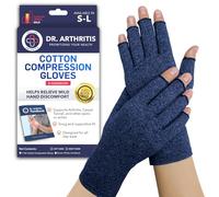 Doctor-Developed Arthritis Gloves, Breathable Hand Compression Support for Carpal Tunnel, Typing & Joint Pain Relief, Fingerless Compression Gloves Women & Men Use for Daily Comfort (Large, Navy)