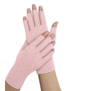 Doctor Developed Arthritis Gloves - Cotton Fingerless Compression Gloves for Arthritis Relief - For Women/Men, With Doctor Handbook (Pink, M)