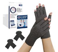 Doctor Developed Arthritis Gloves & Doctor Handbook - Compression Gloves - Compression Gloves For Men Women - Gloves For Arthritis, Pain Relief, Rheumatoid (Grey - S)