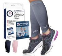 Doctor Developed Compression Calf Sleeves & Doctor Handbook, Shin Splints Support For Muscle Recovery, Varicose Veins & Leg Pain Relief, Medical Footless Compression Socks (Small, Grey, 1 Pair)