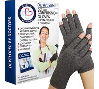 Doctor Developed Compression Gloves & Doctor Handbook - Arthritis Gloves for Women & Men - Carpal Tunnel Relief, Arthritis, Raynauds (Grey, L)