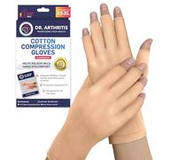 Doctor Developed Compression Gloves for Men Women & Doctor Handbook - Cotton Made Compression Gloves for Arthritis and Hand Pain - Open Finger Raynauds Gloves (Nude, S)