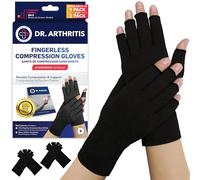 Doctor Developed Compression Gloves for Men & Women & Doctor Handbook - Cotton made Compression Gloves for Arthritis and Hand Pain - Open Finger Raynauds Gloves (1 pair, S)