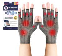 Doctor Developed Fingerless Arthritis Gloves & Doctor Handbook, Breathable Hand Compression Gloves For Carpal Tunnel, Typing, And More, Open-Finger Arthritis Aids For Daily Comfort (Grey, S)