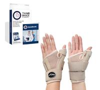 Doctor Developed Thumb Support Brace & Doctor Handbook - Trigger Thumb Brace/Support For Arthritis, Thumb Spica Splint, Thumb Splint For Right Hand/Left (Nude, Pair)