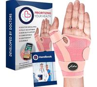 Doctor Developed Thumb Support Brace & Doctor Handbook - Trigger Thumb Brace/Thumb Support For Arthritis - Thumb Spica Splint - Thumb Splint For Right Hand/Left (Pink, Single)