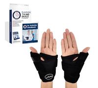 Doctor Developed Thumb Support Brace & Doctor Handbook - Trigger Thumb Brace, Thumb Support For Arthritis - Thumb Spica Splint - Thumb Splint For Right Hand/Left (Black, Pair)