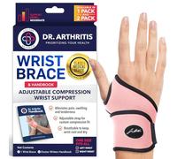 Doctor Developed Wrist Brace - Wrist wrap for Carpal Tunnel Arthritis,Tendonitis, Hand Support - Ideal for Fitness, Weightlifting - Handbook included (Pink, 1 Pack)