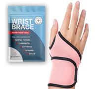 Doctor Developed Wrist Support Brace - Adjustable Wrist Strap for Carpal Tunnel, Arthritis & Wrist Pain - Ambidextrous Hand Support with Handbook, Single Brace (Pink)