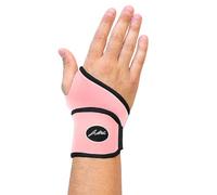 Doctor Developed Wrist Support Brace & Doctor Handbook Adjustable Wrist Strap For Carpal Tunnel, Arthritis & Wrist Pain Ambidextrous Hand Support- Single Brace (Pink)